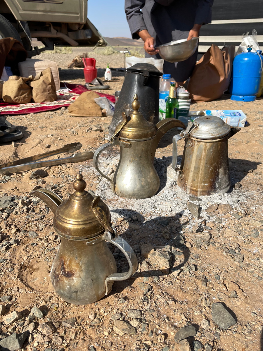 Coffee pots on a fire